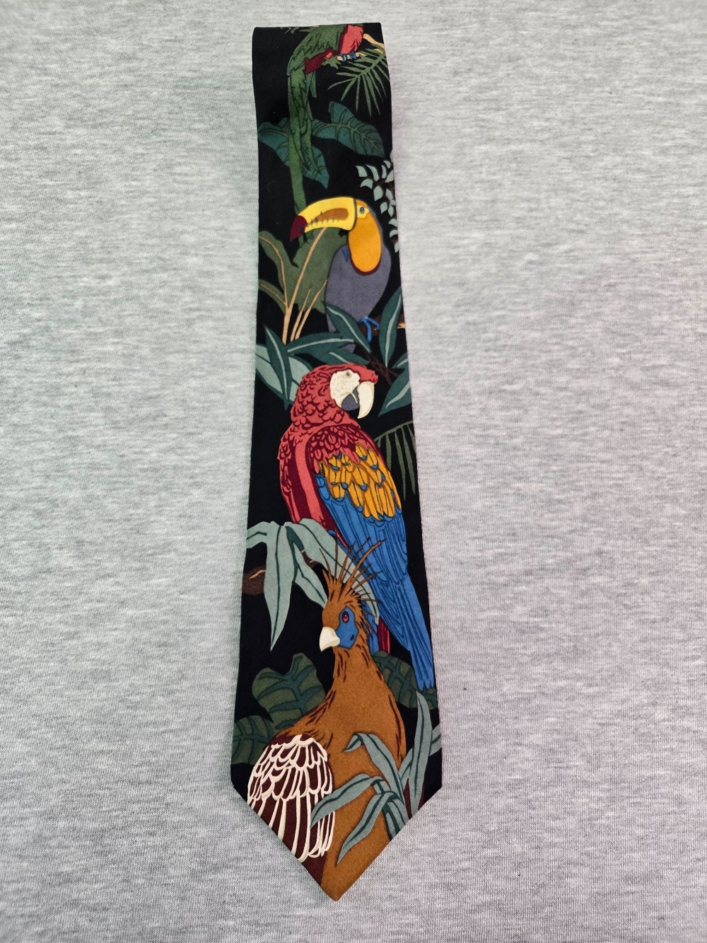 Vintage World Wildlife Fund Tie Mens One Size Multicolor Silk Tropical Bird 90s